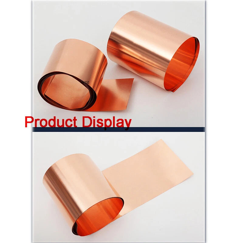 99.9% Pure T2 Copper Roll Metal Sheet Foil Plate Strip Thick 0.05mm/0.1mm-1mm