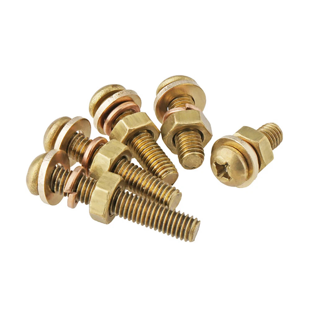 Brass Pan Head Phillips Machine Screws with Nuts & Washers M3 M4 M5 M6 M8 — 4mm to 60mm, Packs of 1–50