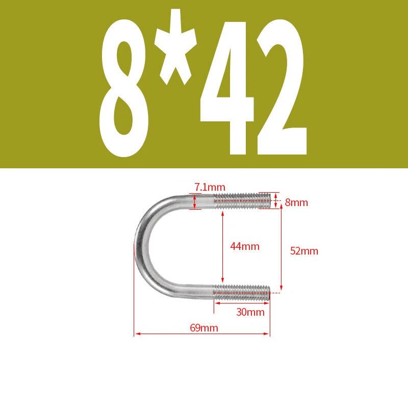 M8 U - Bolts Round Bend A2 Stainless Steel — 22mm to 161mm, Choose Your Pack - HomeDIYer