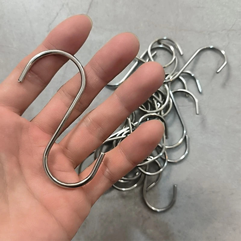304 Stainless Steel Metal S Shaped Hooks Clothes Hanger for Kitchen Bathroom