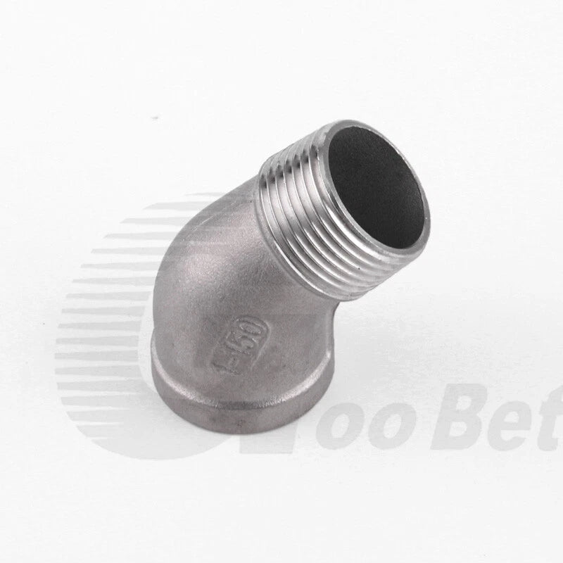 Stainless Steel 45° Elbow Pipe Fitting | 1/4"-2" BSP Male Female Thread | 304 SS Equal Elbow