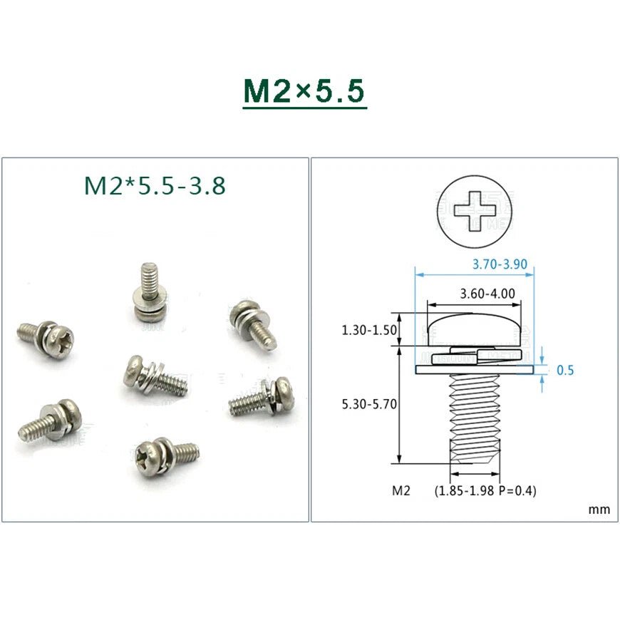 Stainless Steel Phillips Pan Head Screws with Flat and Spring Washers M1.6 to M5 - HomeDIYer