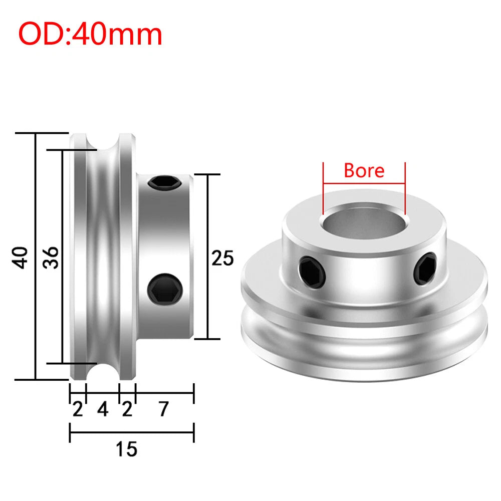 U Grooved Pulley PU Round Belt Pulleys Aluminum For 4/5mm Width Belt OD 20-80mm