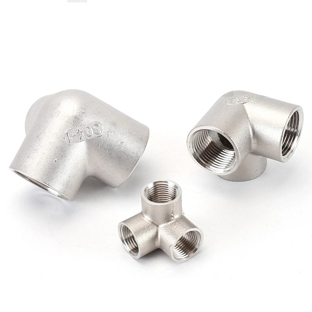 BSP Female 3-Way Tee Pipe Fitting – Stainless Steel 90° Corner Elbow