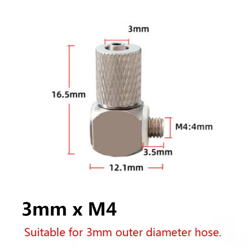 Mini Pneumatic Elbow Fittings — Push-In Hose Barb to Male Thread Connectors (3mm–6mm OD, M3–M6)