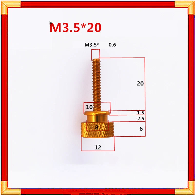 M3.5 Knurled Thumb Screws — Hand Tighten PC Graphics Card Screws, 10 Colors, 5 Lengths