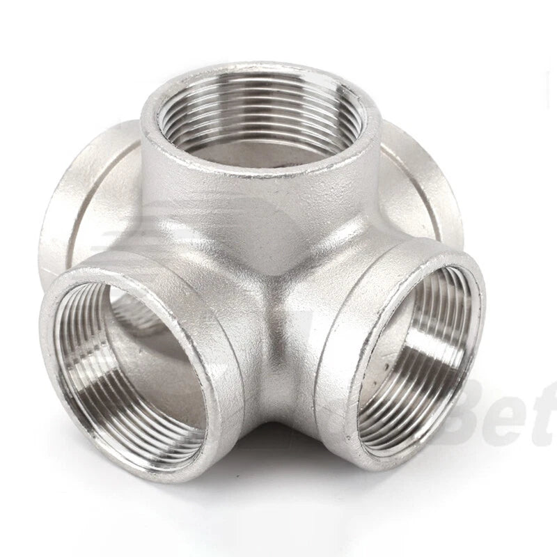 BSP Female 5-Way Pipe Fitting – Stainless Steel Elbow Connector Adapter, 1/4" to 2"