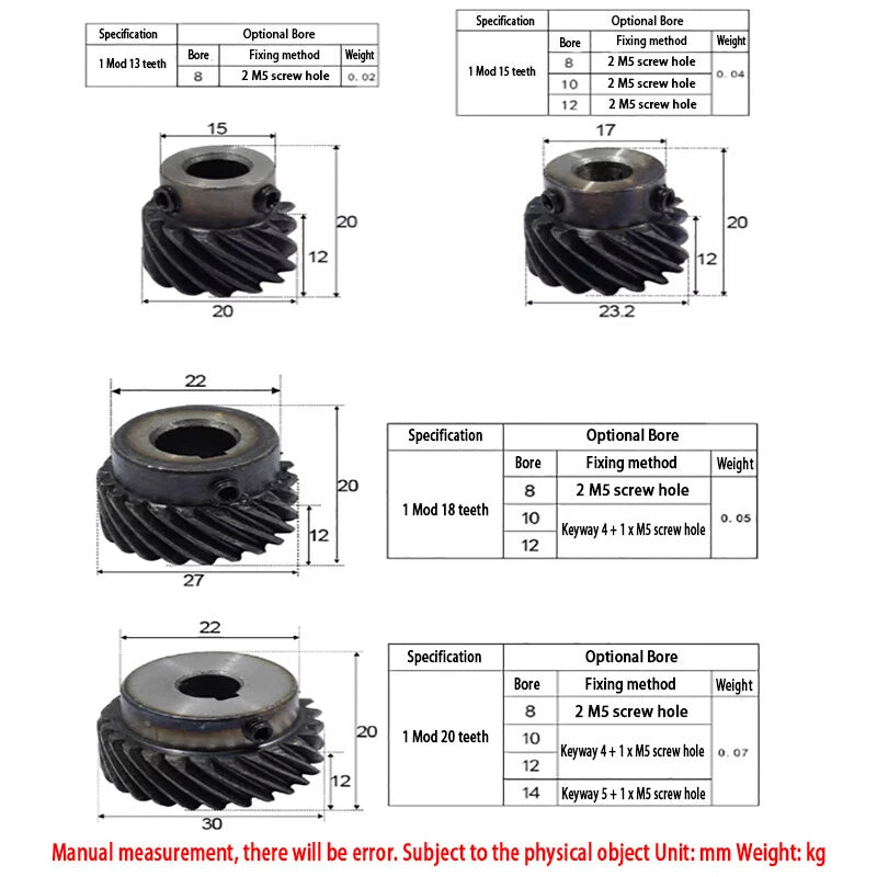 1/2/3 Mod Helical Gear With Step 45° Left Right Spiral Motor Transmission Gear