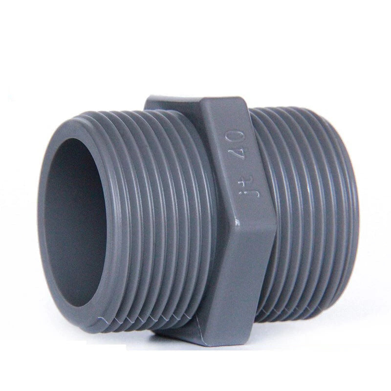 PVC Nipple Bsp Male Threaded Pressure Fittings Pipe Fitting ID 20mm~63mm Grey