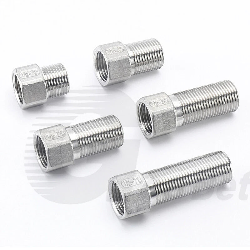 1/2" BSP Male to Female Extension Adapter — 304 Stainless Steel Pipe Fitting