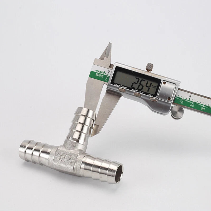 304 Stainless Steel Barbed Tee Hose Connector — T-Piece Hose Fitting 8mm to 32mm