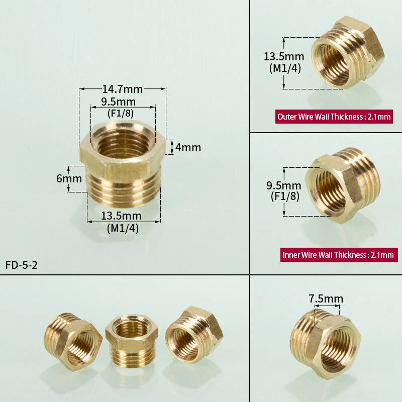 1 8" 1 4" 3 4" 1 2" 1" BSP Brass Reducing Coupler Hex Bush Connector Fittings