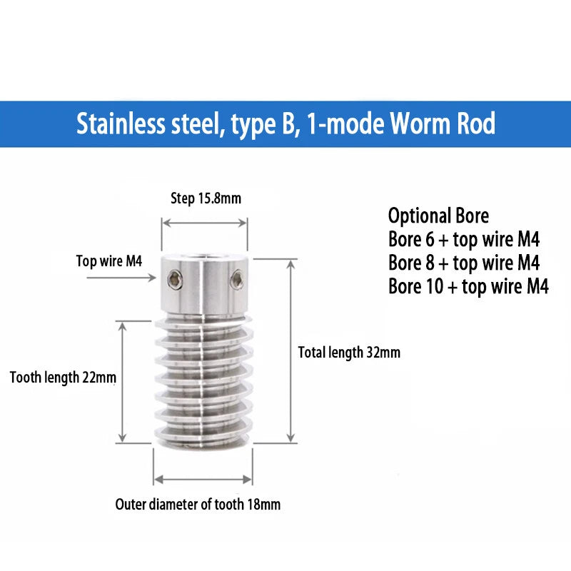 1 Modulus Plastic Nylon Worm Gear Wheel 15T - 80T & A B L Steel Worm Gear Shaft
