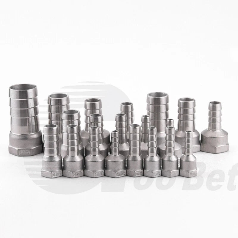BSP Female Thread Barb Hose Tail Joiner — Stainless Steel Connector, 1/4" to 2"