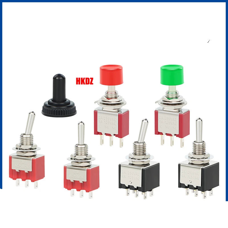 6mm Mini Toggle Switch DPDT 2/3 Position 3/6 Pin — AC 125V 250V for Boat Car DIY