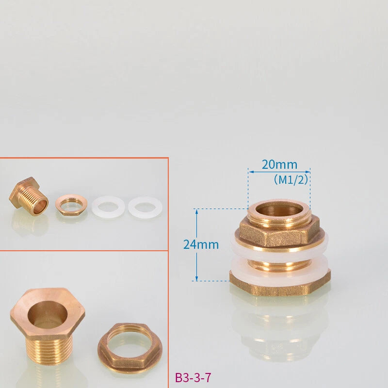 Brass Bulkhead Fitting — Tank Outlet Connector for Water Butts & Barrels | 1/2", 3/4", 1"