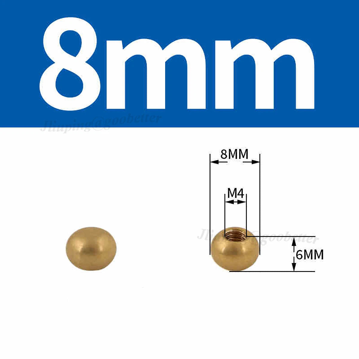 Brass Ball Cap Nuts – Lamp Finial Screw Caps, Female Thread M3 to M12, Ball Diameter 6–25mm