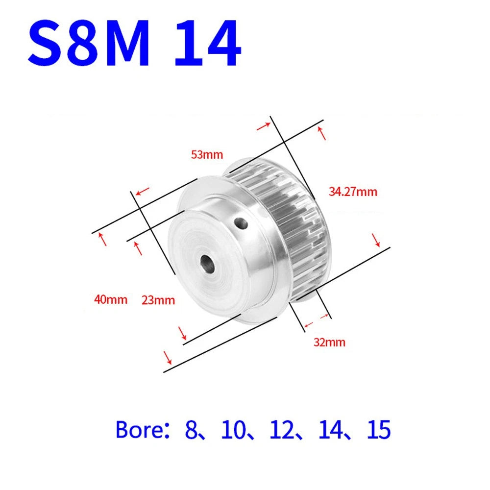 S8M 12-50T Timing Belt Pulley Pitch 8mm With Step/Keyway Drive Pulley Width 32mm