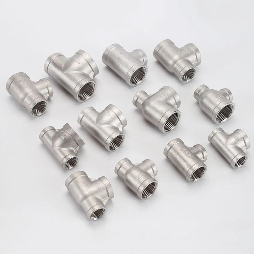 BSP Reducing Female Tee — 304 Stainless Steel Pipe Fitting, All Female Ports