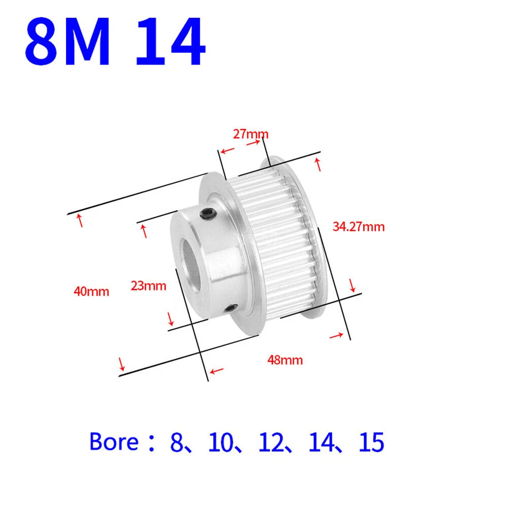HTD-8M 12T-60T Timing Belt Pulleys Pitch 8mm With Keyway CNC Drive Width 27mm
