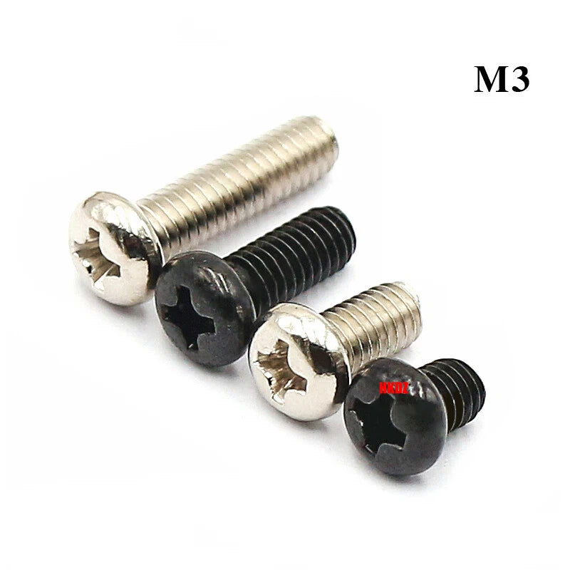 M1–M4 Phillips Pan Head Machine Screws – Carbon Steel, 2–70mm Lengths, Nickel/Black/White Zinc