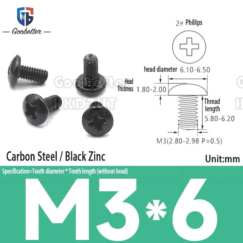Phillips Flat Head Machine Screws M2.3 to M6 — Carbon Steel, Stainless & Brass, 7 Finishes - HomeDIYer