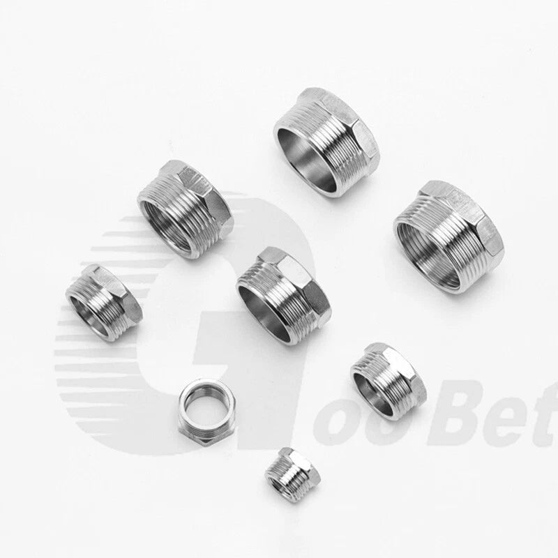 Stainless Steel BSP Reducing Bushing — Male to Female Thread Pipe Fitting (1/4" to 2")