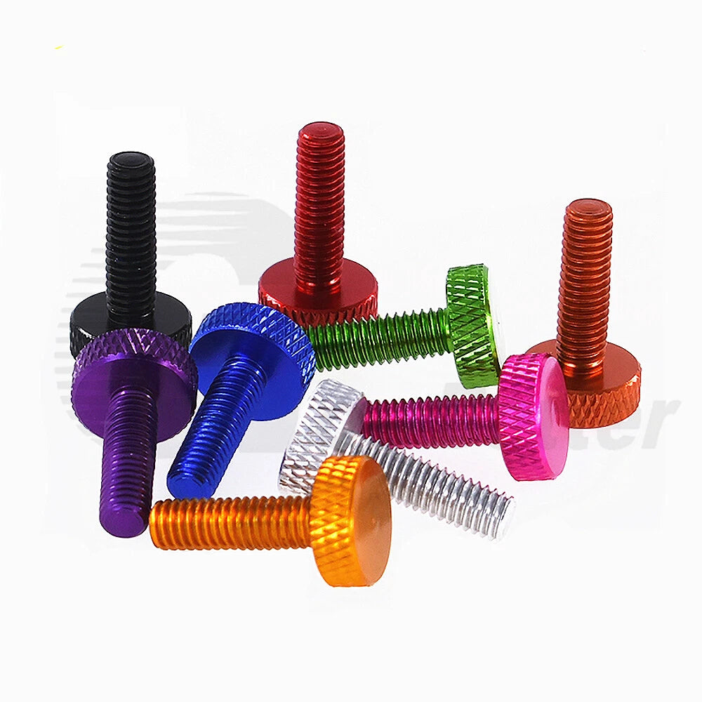 M4 M6 Knurled Thumb Screws Hand Grip Bolts 6-30mm Aluminum Anodised 10 Color D14