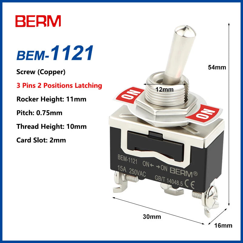 Toggle Switch ON-OFF-ON, 2/3 Pin 2/3 Positions, Latching & Momentary, Screw or Pin Terminal