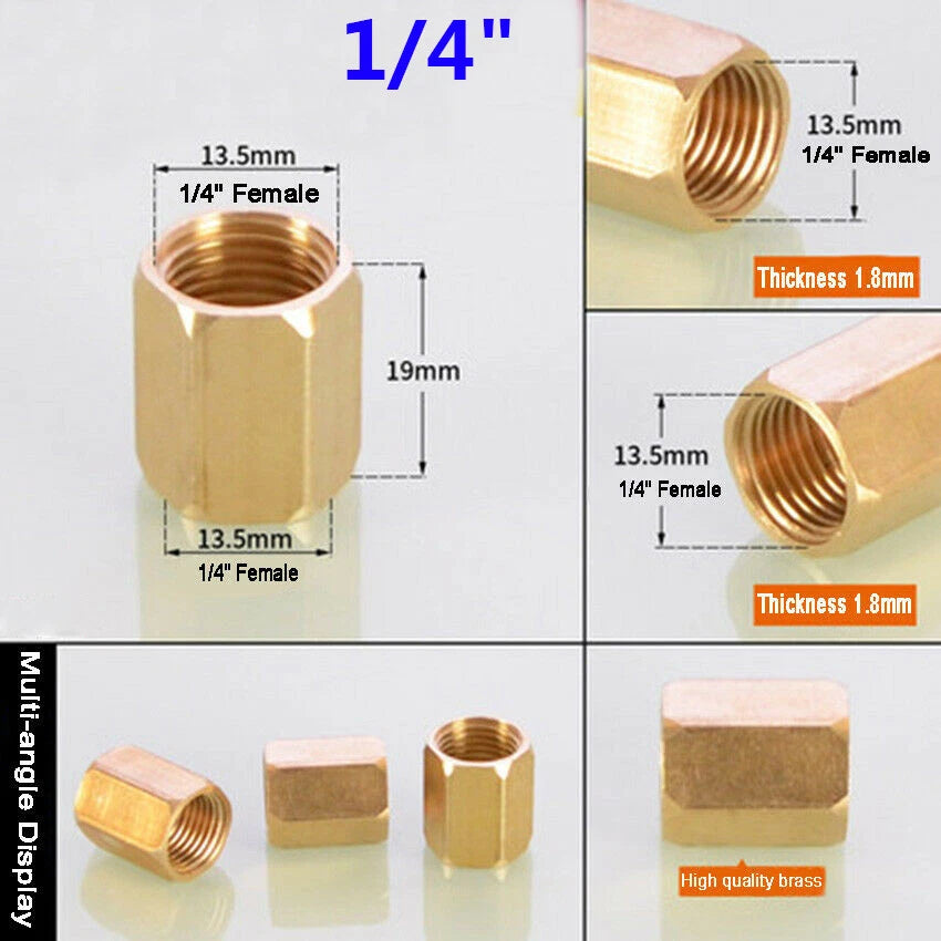 Female Thread Brass Coupling Adapter — Straight & Reducer Pipe Fittings