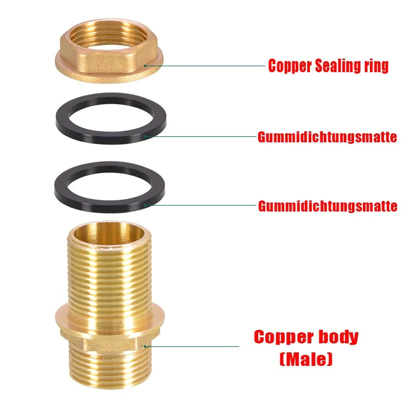 BSP Female Male Thread Water Tank Connector Bulkhead Hose Fitting 1/2" 3/4" ~ 2"