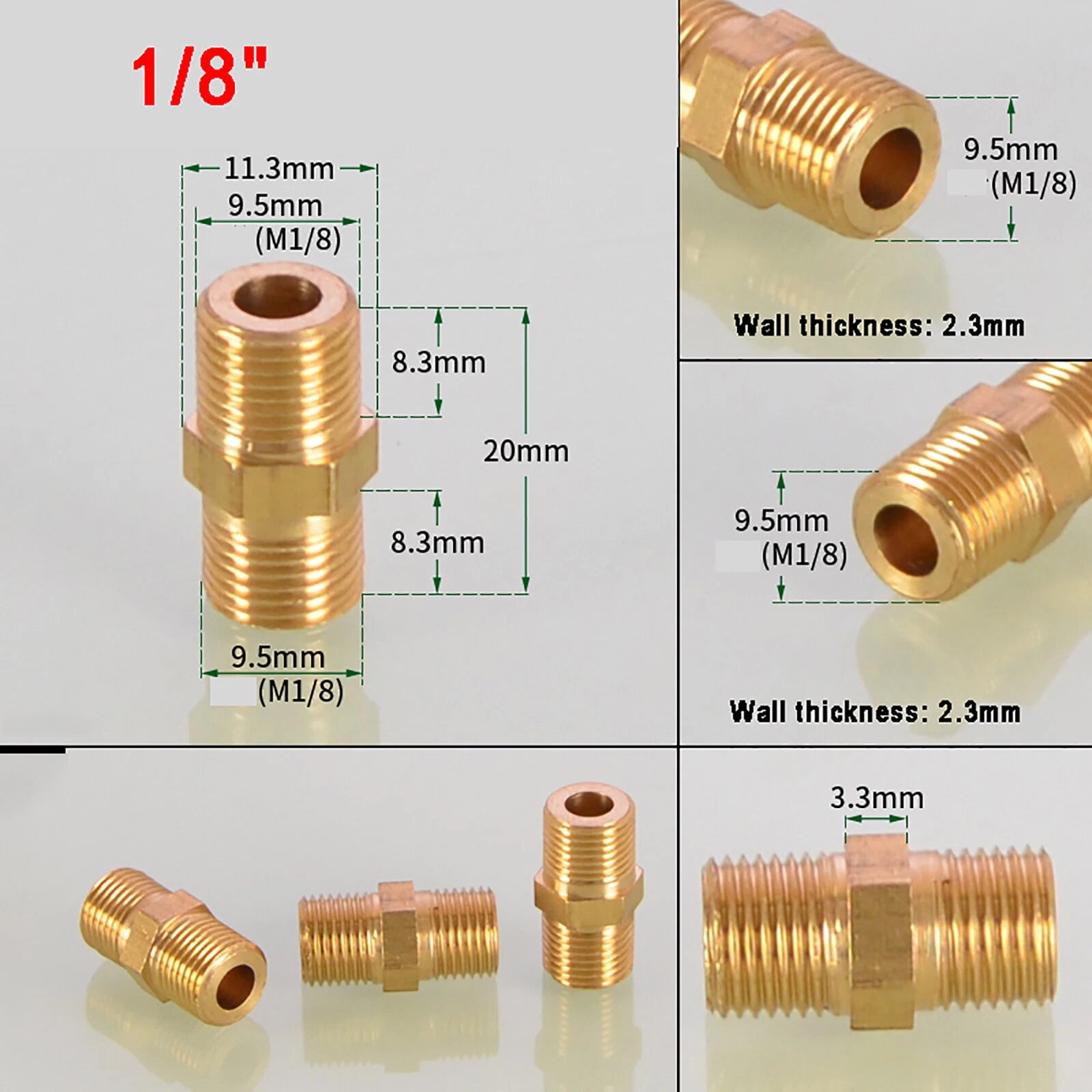 Brass Hex Nipple BSP Male to Male Pipe Fitting — Equal & Reducer