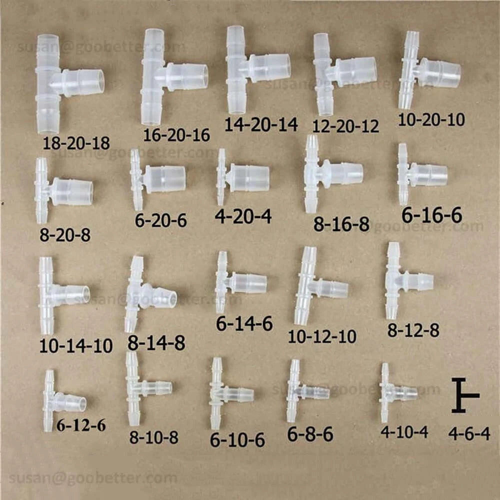 Plastic Barbed Hose Connectors — T-Piece, Elbow & Straight Fittings for Air & Water Lines