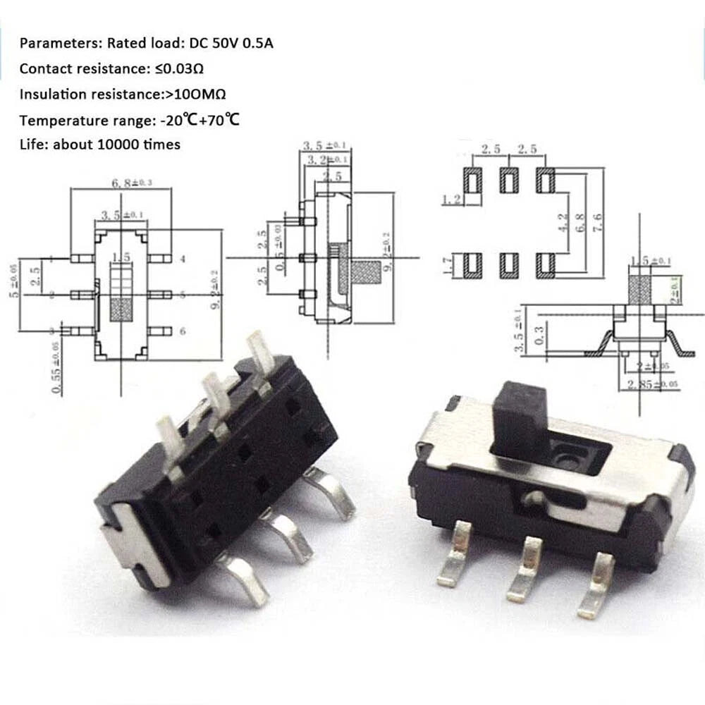 Miniature Slide Toggle Switch — 2/3-Position, Single/Double Row, Vertical & Horizontal, Through-Hole & SMD