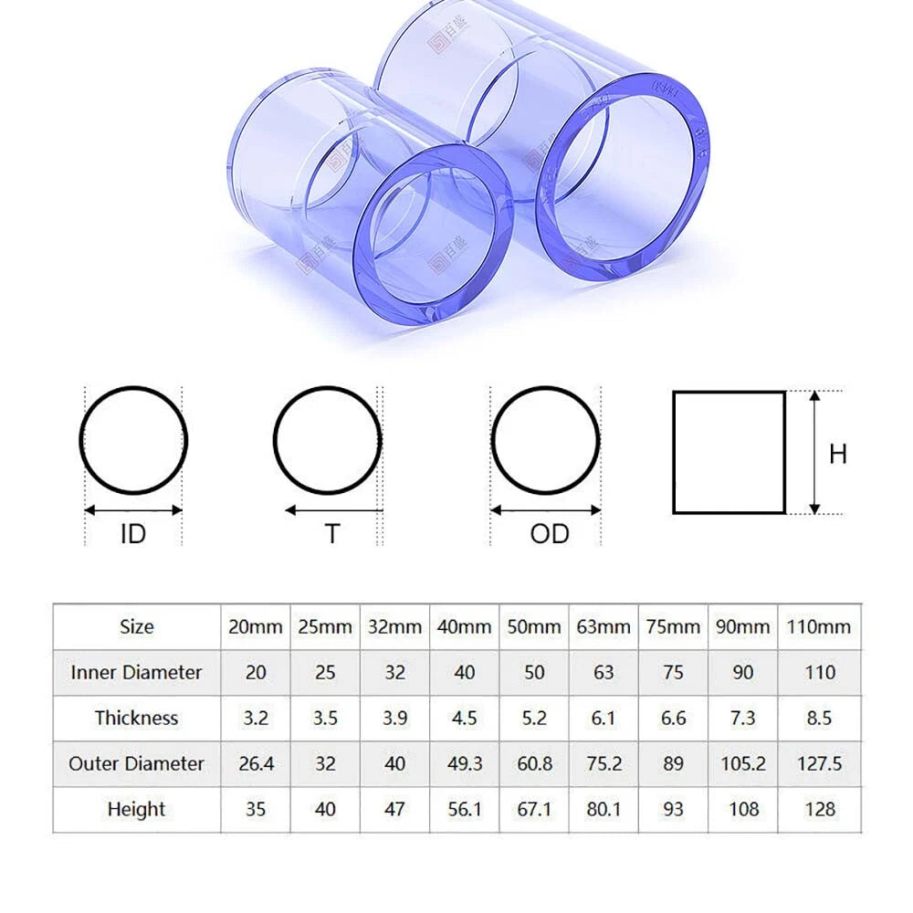 UPVC PVC Clear Plumbing Fittings Pipe For Aquarium Fish Tank Pond Solvent Weld