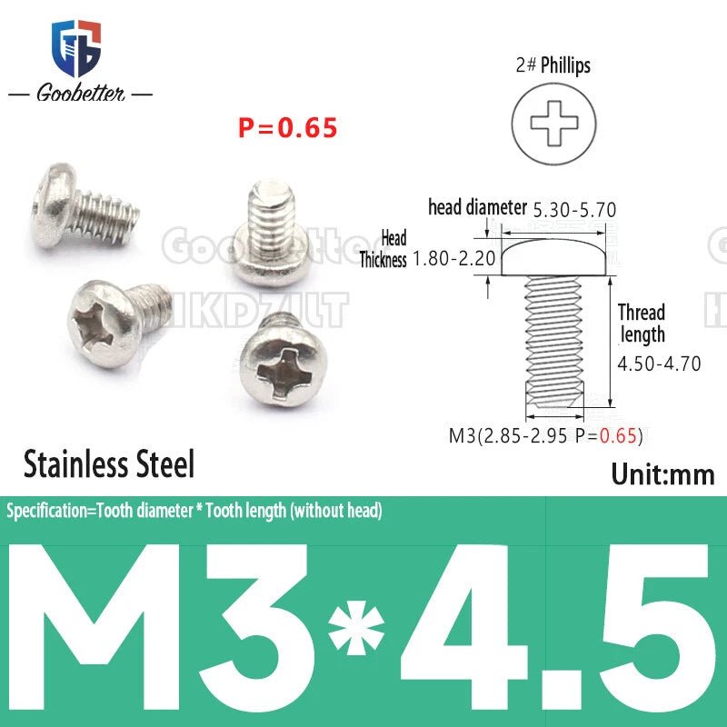 M3 Phillips Pan Head Machine Screws — 3 to 20mm, Carbon Steel & Stainless, 7 Finishes - HomeDIYer