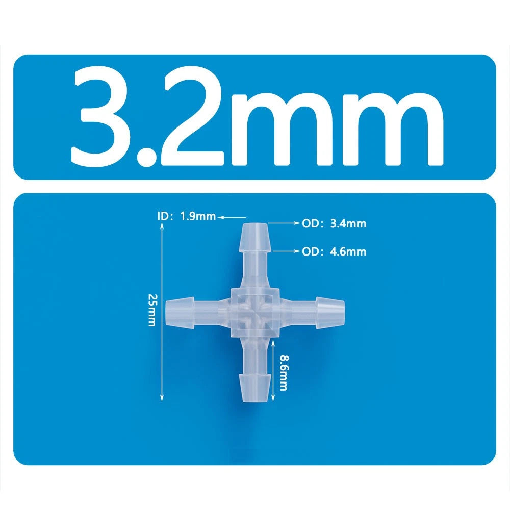 X Piece & Side 4-Way Plastic Hose Pipe Connector — Water Oil Gas Air Joiner