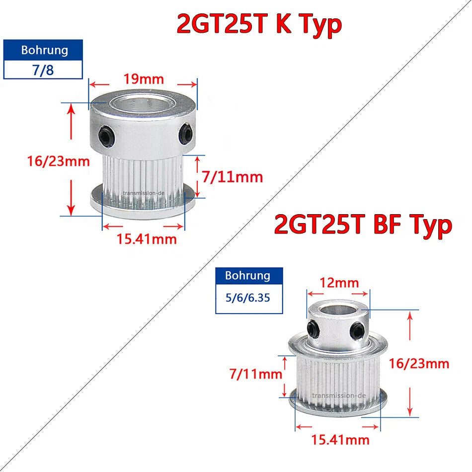16T - 100T Synchronous Wheel GT2 Timing Belt Pulley for 10 mm width Drive Belts