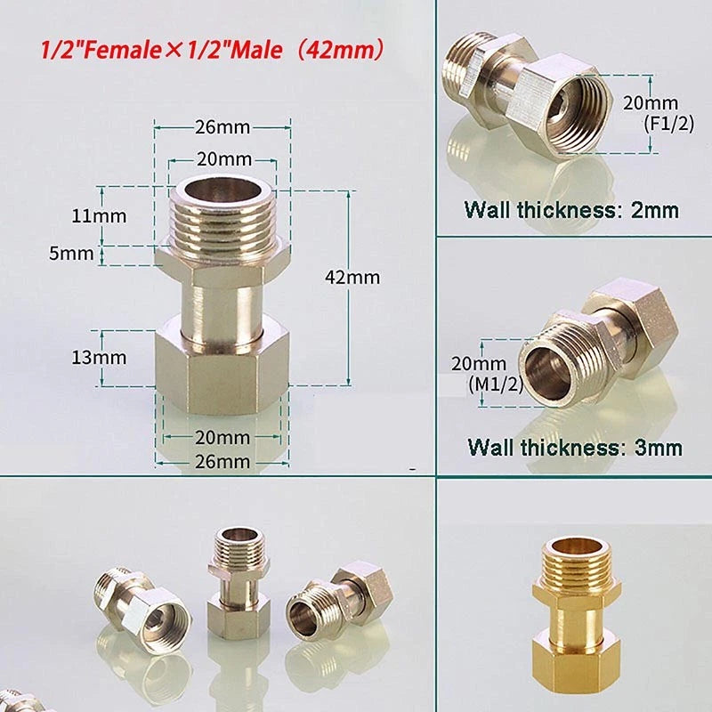 Brass Compression Fittings — Straight Coupling & Elbow Connector, 1/2" 3/4" 1" Female/Male