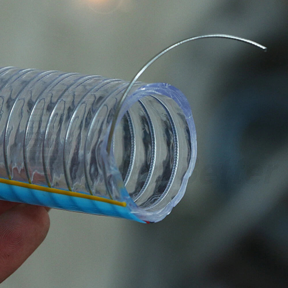 Food Grade Clear PVC Braided Hose Pipe — Wire Reinforced, Heavy Duty Air Water Fuel