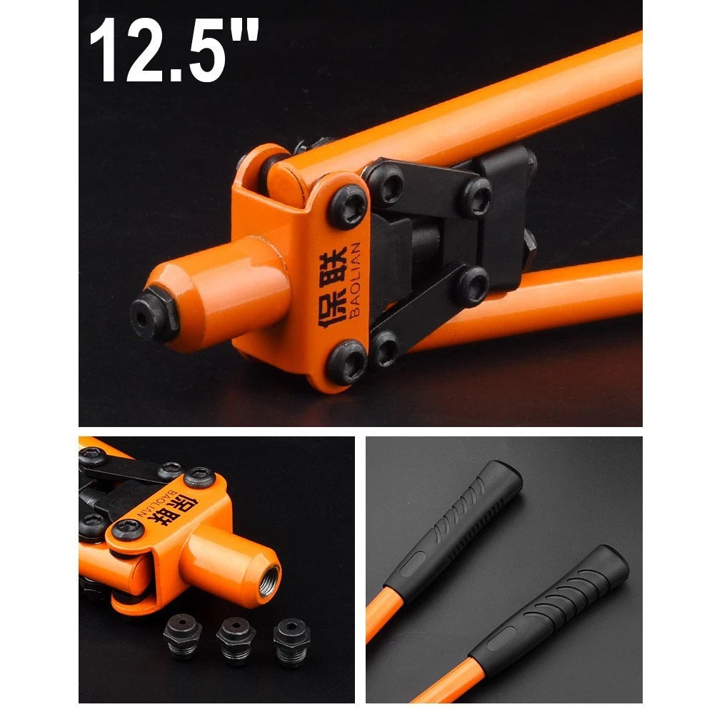 8"-17" Heavy Duty Hand Pop Rivet Gun Tool Kit With Rivets 4 Nozzle Head Wrench
