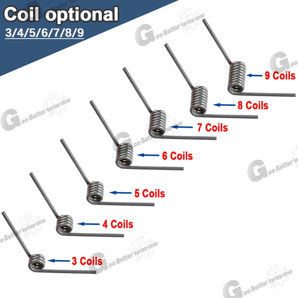 Torsion Spring 3-9 Coil (10 pcs), 0.4mm Wire dia, 3 ~ 6mm OD, Left spring Steel
