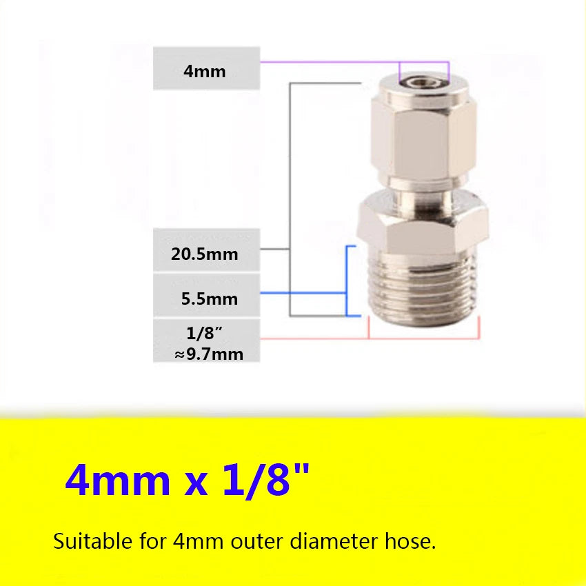 Pneumatic Straight Push-to-Connect Fittings — Male Thread, OD 4mm to 16mm Hose
