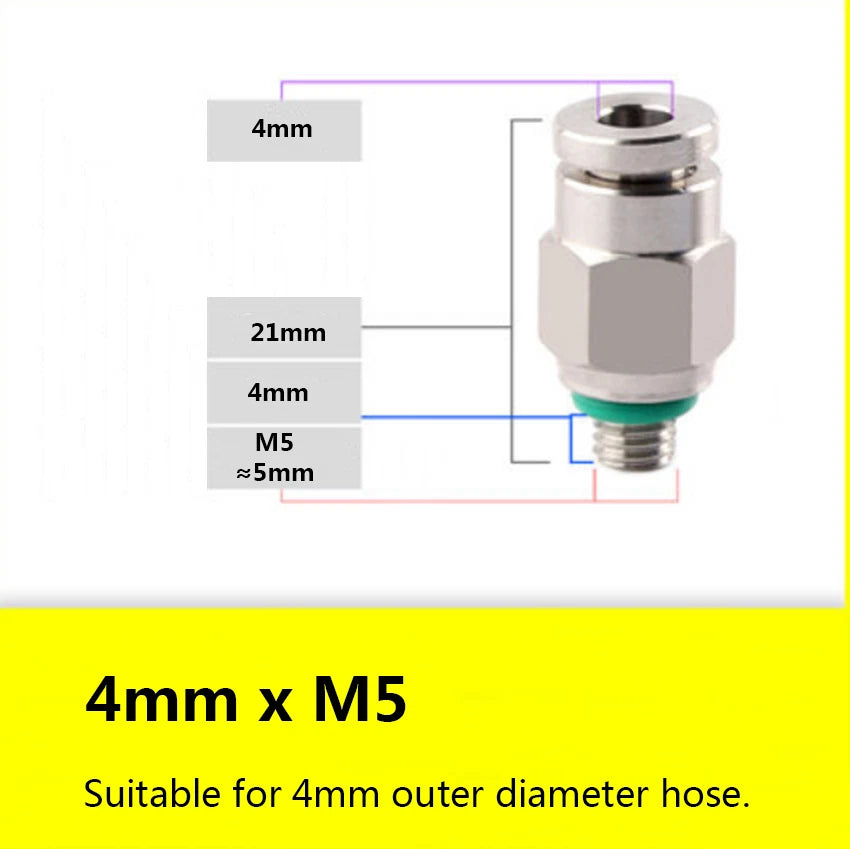 Stainless Steel Push-in Pneumatic Hose Fittings | Straight Male Thread Connectors 4–16mm OD