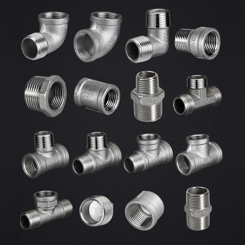 BSP 304 Stainless Steel Pipe Fittings — Elbow, Tee, Nipple, Cross, Bush, Cap (1/2" & 3/4")