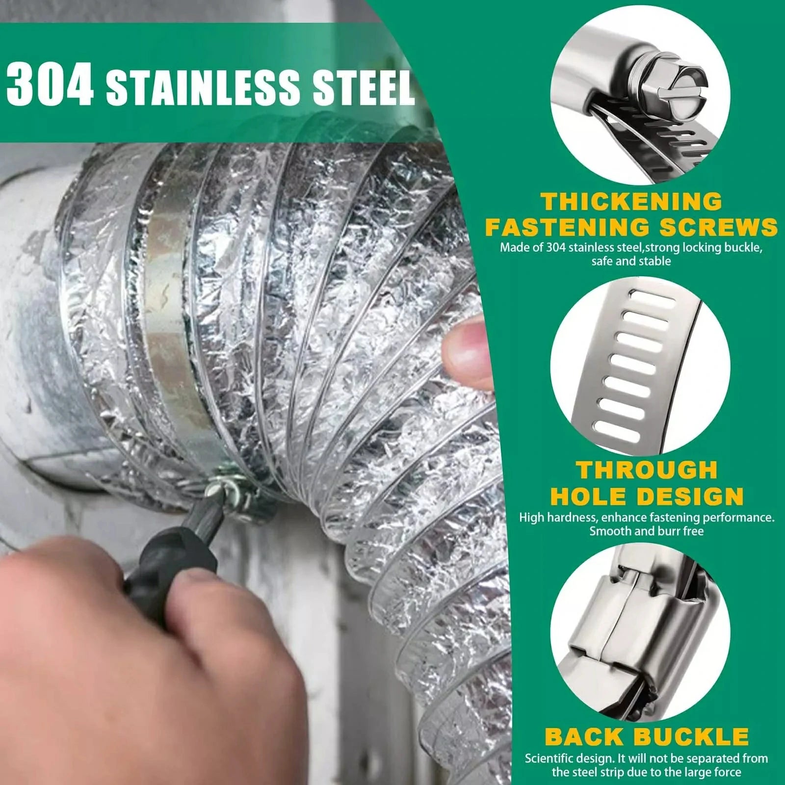 Hose Clamp Large Adjustable Jubilee Clips with Fasteners 304 Stainless Steel