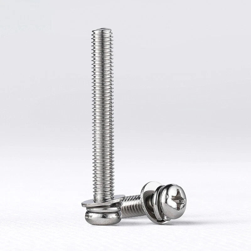 M3 M4 M5 M6 A4 Stainless Steel Bolt, Nut & Washer Set – Phillips Pan Head Marine Grade (316)