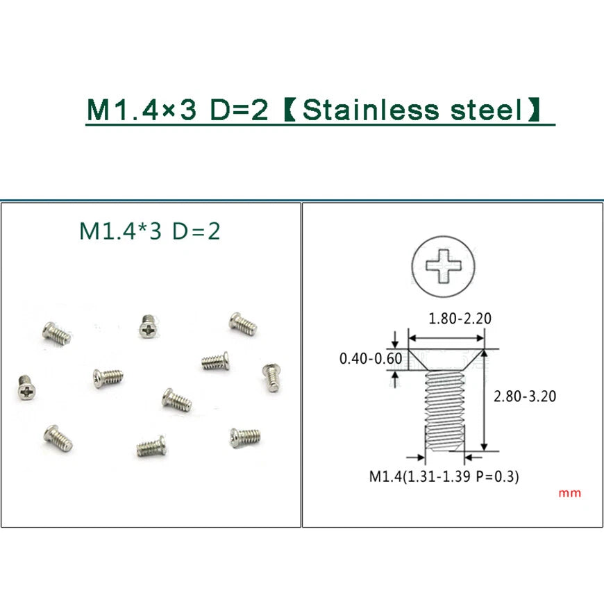 M1–M1.8 Phillips Countersunk Flat Head Machine Screws – Carbon Steel or 304 Stainless, Multiple Finishes