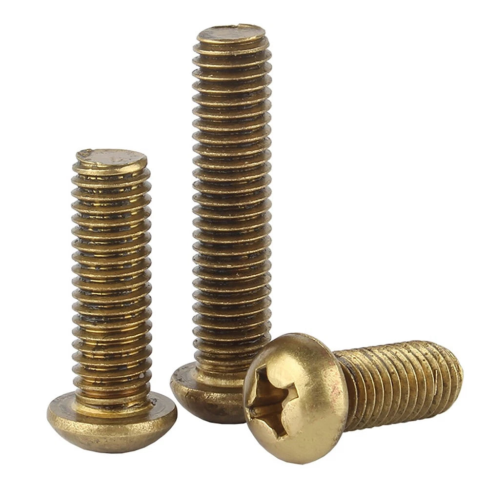 M4 M5 Solid Brass Pan Head Phillips Machine Screws — Multiple Lengths