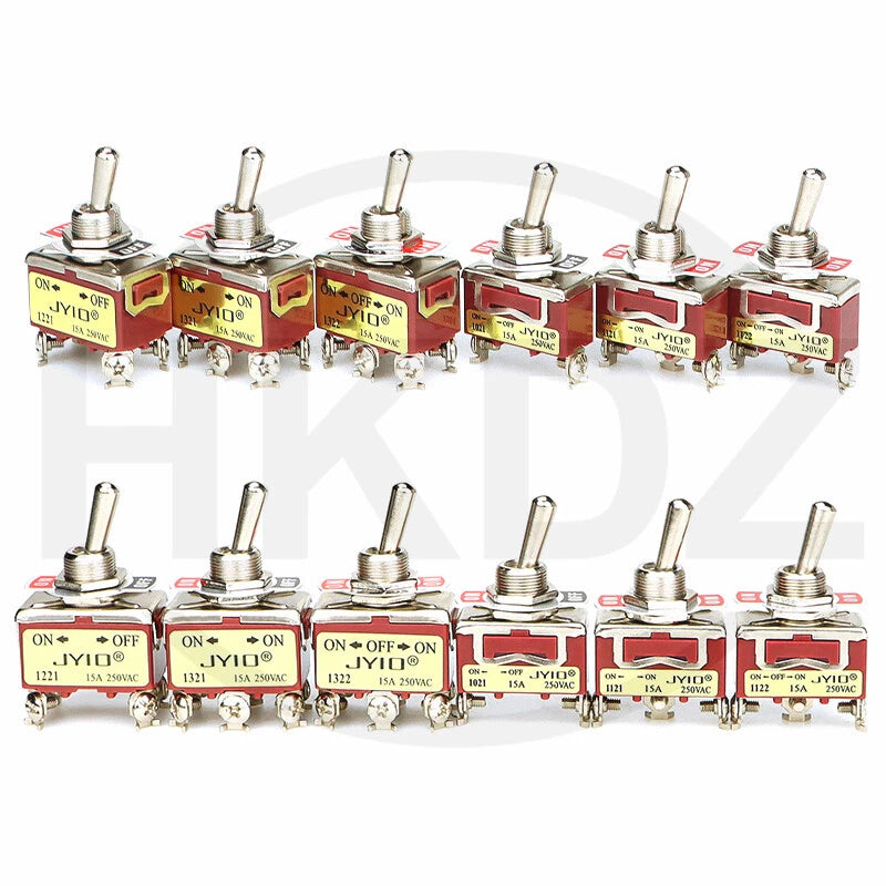 Metal Toggle Switch 250VAC 15A — SPST / SPDT / DPST / DPDT Panel Mount Flick Switch